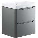 lavant 600mm 2 drawer wall hung basin unit matt dust grey