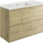 peffery 900mm 2 drawer wall hung basin unit inc basin havana oak