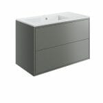 peffery 900mm 2 drawer wall hung basin unit inc basin matt grey