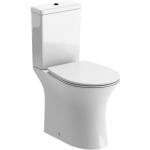 Sand Rimless Close Coupled Open Back WC & Soft Close Seat