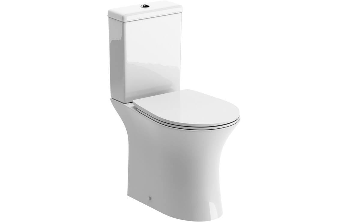 Sand Rimless Close Coupled Open Back WC & Soft Close Seat