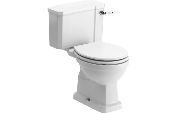 Sherford Close Coupled WC & Lumber Satin White Wood Effect Seat