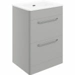 gannel 610mm 2 drawer floor unit basin grey gloss