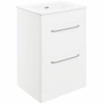 gannel 610mm 2 drawer floor unit basin white gloss