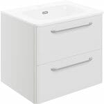 gannel 610mm 2 drawer wall unit basin white gloss