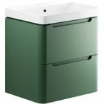 lavant 600mm 2 drawer wall hung basin unit matt sage green