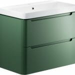 lavant 800mm 2 drawer wall hung basin unit matt sage green