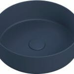 luxe 355mm ceramic round washbowl waste matt deep blue