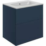 stour 610mm 2 drawer wall unit basin matt deep blue