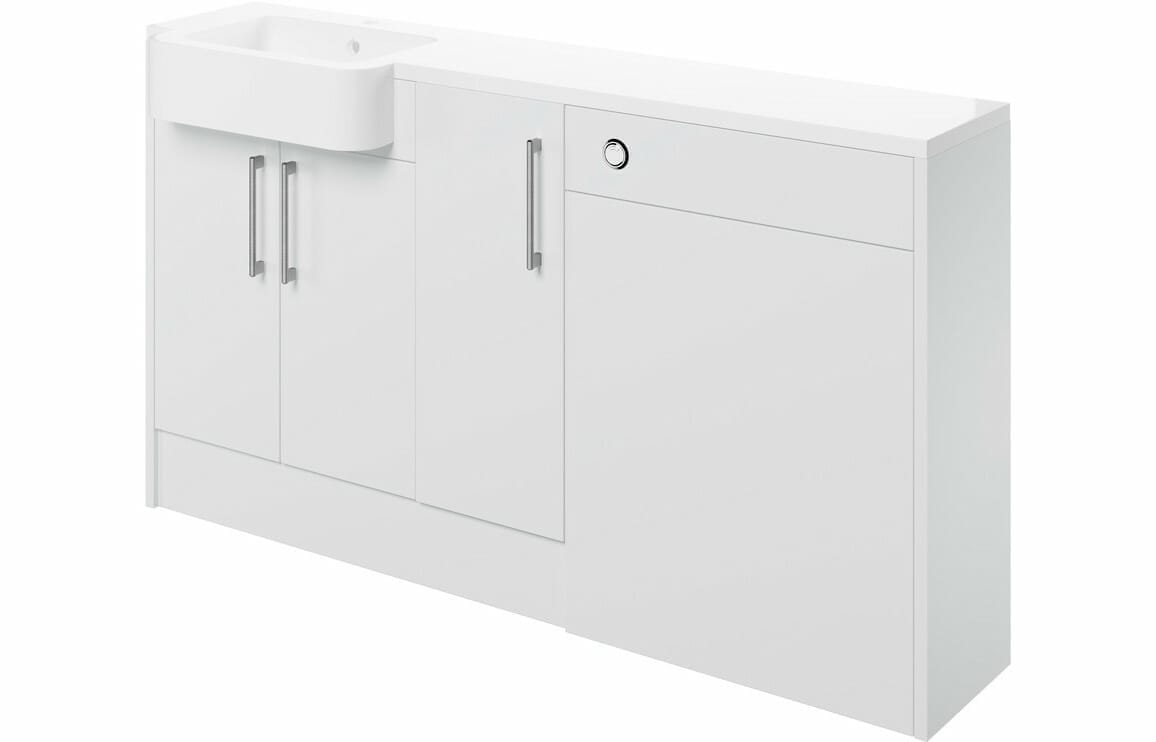 Albert 1542mm Basin, WC & 1 Door Unit Pack (LH) - White Gloss
