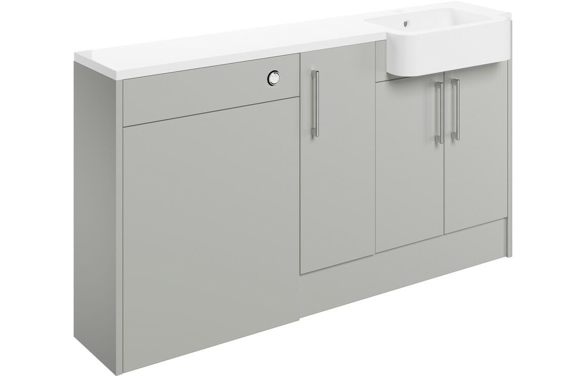 Albert 1542mm Basin, WC & 1 Door Unit Pack (RH) - Light Grey Gloss