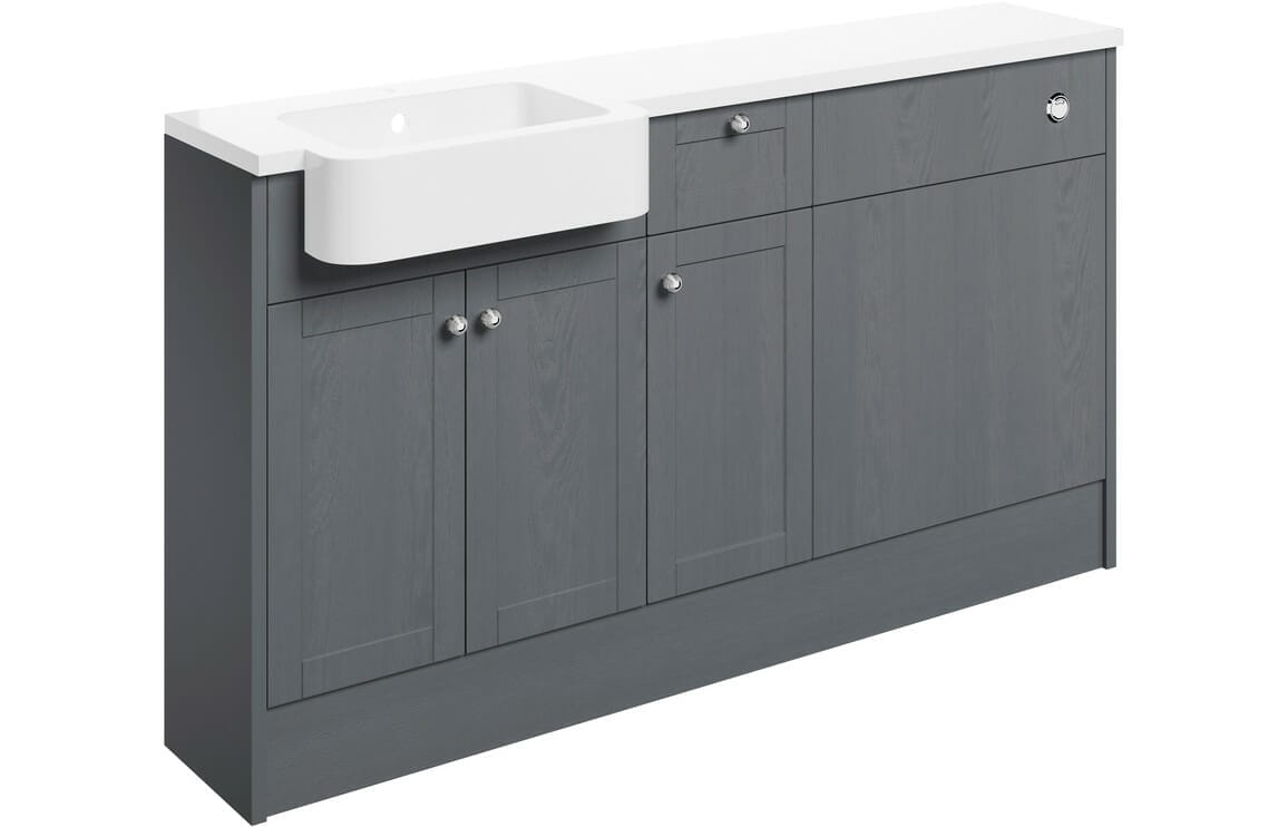 Beam 1542mm Basin, WC & 1 Drawer, 1 Door Unit Pack (LH) - Grey Ash