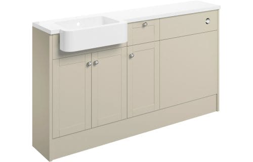 Beam 1542mm Basin, WC & 1 Drawer, 1 Door Unit Pack (LH) - Matt Latte