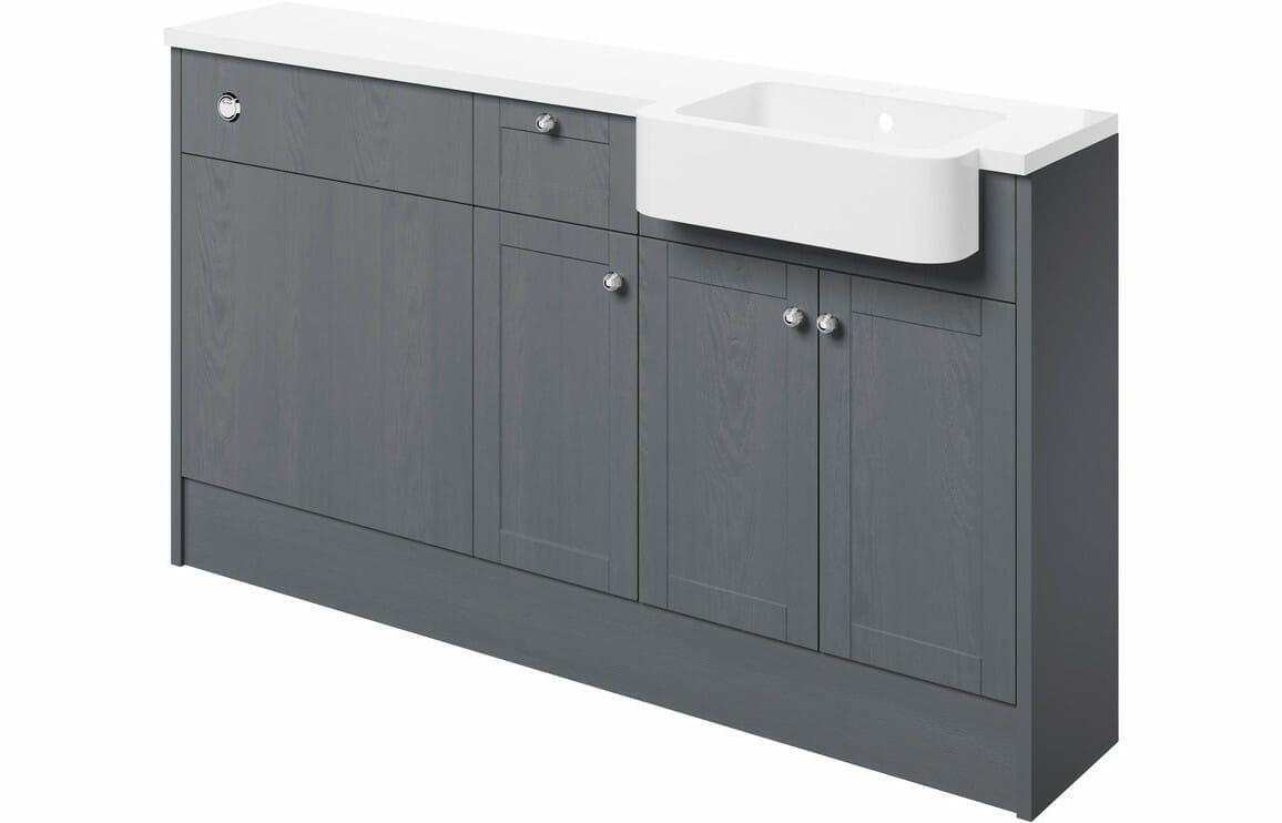Beam 1542mm Basin, WC & 1 Drawer, 1 Door Unit Pack (RH) - Grey Ash