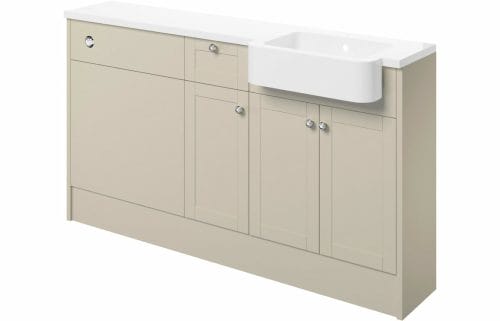 Beam 1542mm Basin, WC & 1 Drawer, 1 Door Unit Pack (RH) - Matt Latte