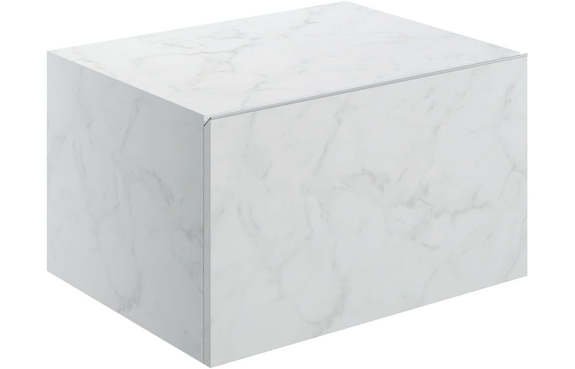 Character 600mm Wall Hung Storage Drawer - White Marble