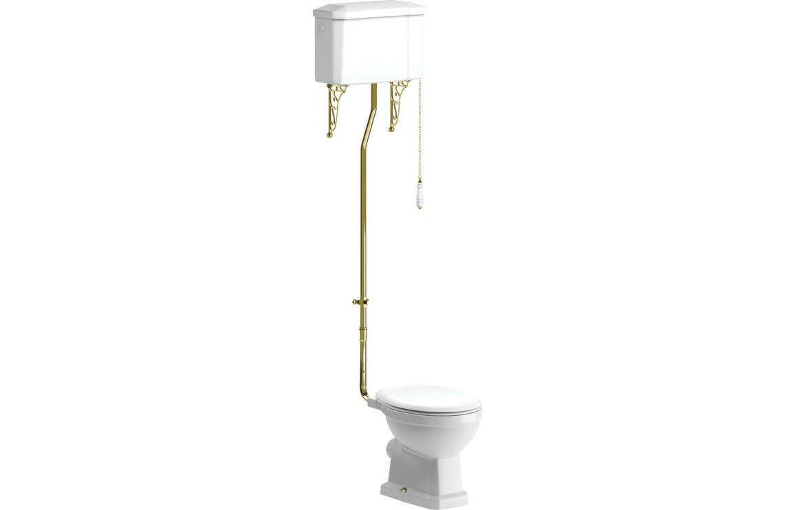 Sherford High Level WC w/Brushed Brass Finish & Standard Soft Close Seat