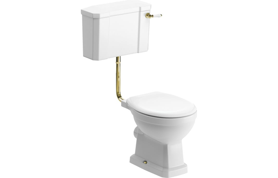 Sherford Low Level WC w/Brushed Brass Finish & Standard Soft Close Seat