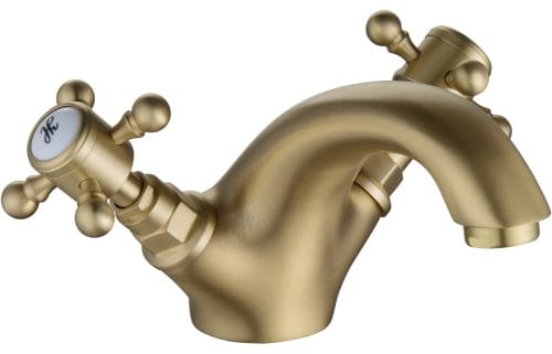 Tain Basin Mixer w/Pop Up Waste - Brushed Brass