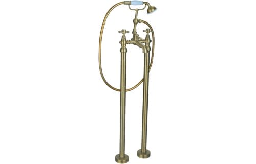 Tain Floor Standing Bath/Shower Mixer w/Shower Kit - Brushed Brass