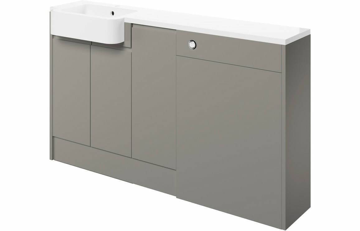 Valency 1542mm Basin, WC & 1 Door Unit Pack (LH) - Pearl Grey Gloss