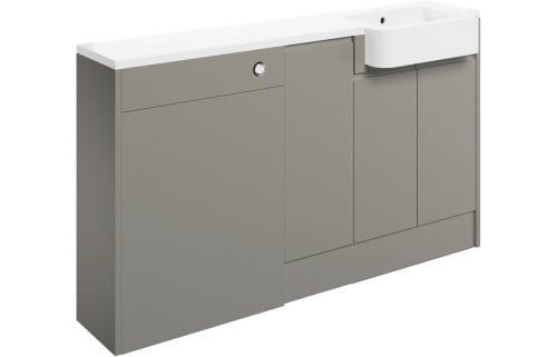 Valency 1542mm Basin, WC & 1 Door Unit Pack (RH) - Pearl Grey Gloss