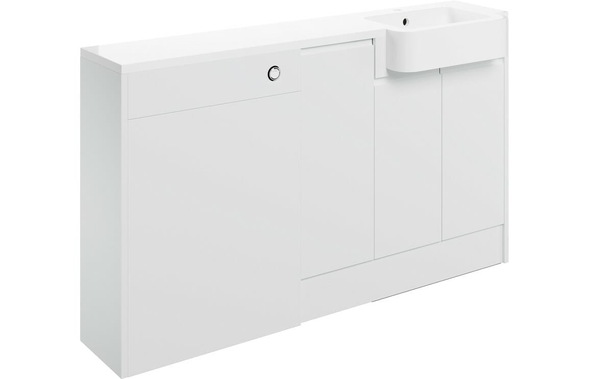 Valency 1542mm Basin, WC & 1 Door Unit Pack (RH) - White Gloss