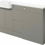 Valency 1542mm Basin, WC & 3 Drawer Unit Pack (LH) - Pearl Grey Gloss