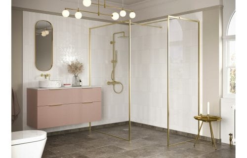 Reflection Icon Brushed Brass Framed Wetroom Side Panel - 900mm