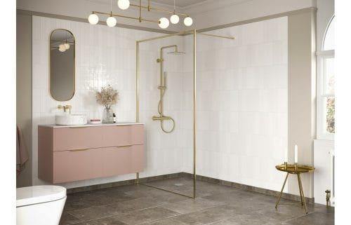 Reflection Icon Brushed Brass Wetroom Panel & Support Bar - 1200mm