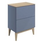 larna 610mm floor standing 2 drawer basin unit maple oak effect worktop matt smoke blue