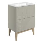 larna 615mm floor standing 2 drawer basin unit basin matt oat