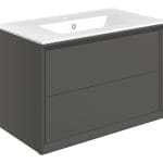 press 815mm wall hung 2 drawer basin unit basin matt clay