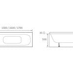 EUROWA STL S/END 1700X700 2TH BATH&LEGS